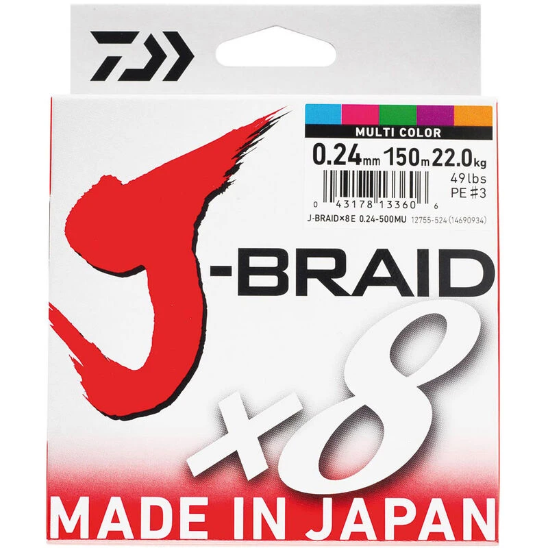 Tresse Daiwa J-Braid X8 Multi-Color 150m 3 Tresse Daiwa J-Braid X8 Multi-Color 150m