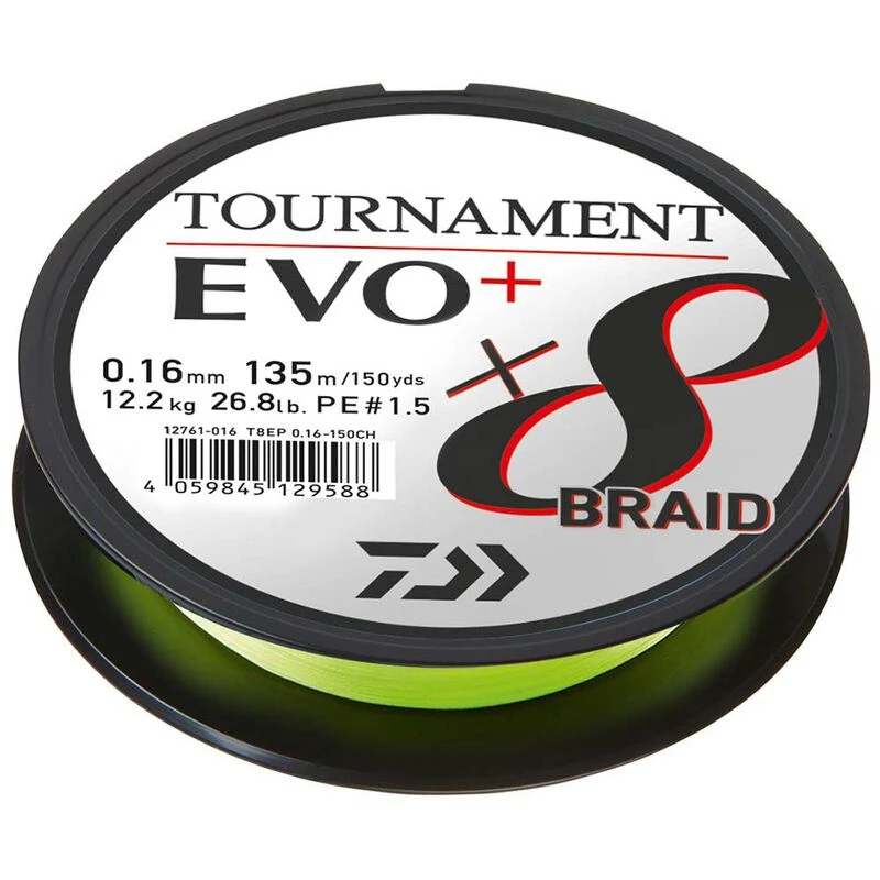 Tresse Daiwa Tournament X8 Braid EVo+ Chartreuse 135M 3 Tresse Daiwa Tournament X8 Braid EVo+ Chartreuse 135M