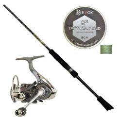 Canne Spinning Major Craft 2.10m, 1.5-7g + Moulinet Daiwa 1000 + Tresse Evok